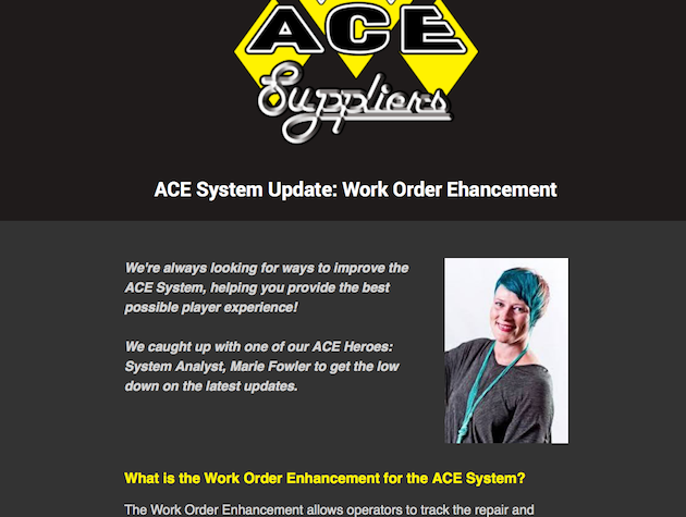 ACE System Update: Work Order Enhancement